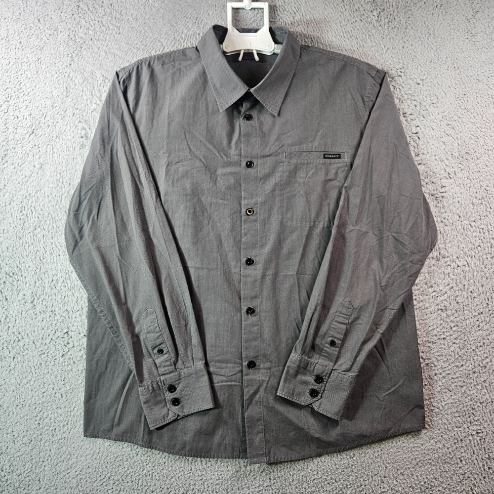Oakley Shirt Men XL‎ Button Up Long Sleeve Gray Plaid